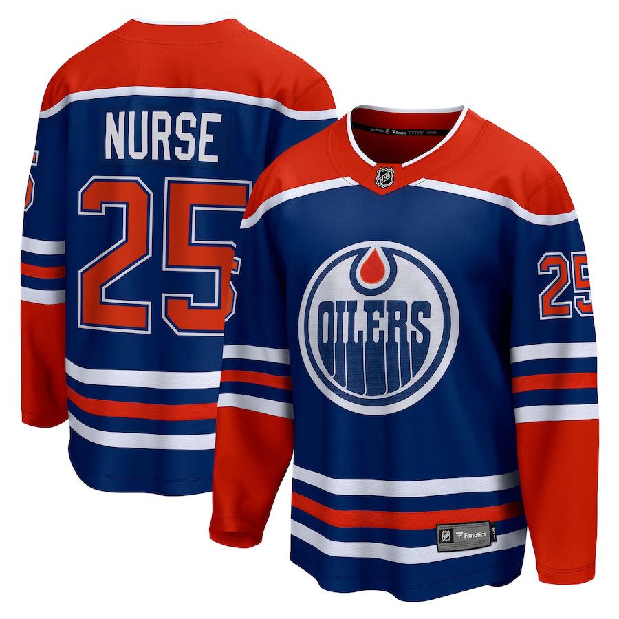 Men Edmonton Oilers #25 Darnell Nurse Fanatics Branded Royal Home Breakaway Player NHL Jersey